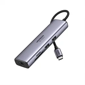 UGREEN 60515 USB-C Multifunction Adapter with Ethernet Interface 7-in-1 Hub, Gigabit RJ45 LAN Port, HDMI Display Output, USB Data Ports, Power Delivery Charging, Multiport USB-C Connectivity Adapter