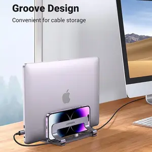 UGREEN 60643 Foldable Desktop Laptop Stand, Adjustable Angle Design, Aluminium Build, Non-Slip Base, Silver