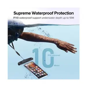 UGREEN 60959 Waterproof Phone Pouch, IPX8 Waterproof Protection, Touchscreen Support, Secure Lock Design, Black