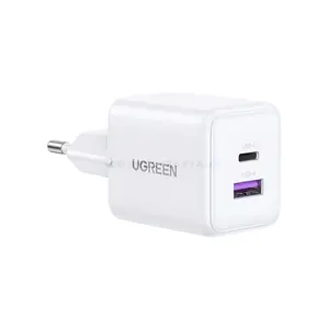 UGREEN 65015 X516 30W GaN USB-C & USB-A Fast Wall Charger White, 30W USB-C PD 3.0, 22.5W USB-A, QC 4.0, FCP & AFC Fast Charging, Dual-Port Charging, Intelligent Power Management & Compact Polycarbonate Design