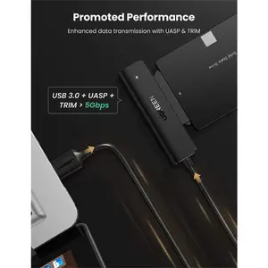 UGREEN 70609 USB-A to 2.5 Inch SATA Converter Cable, USB 3.0 5Gbps Data Transfer Speed, SATA III Drive Adapter, 50cm Cable Length, External HDD SSD Connection Cable Black