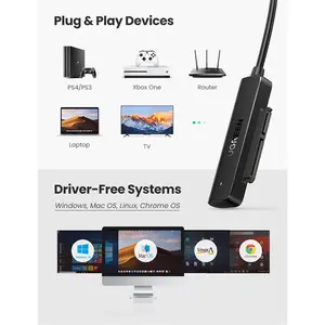 UGREEN 70609 USB-A to 2.5 Inch SATA Converter Cable, USB 3.0 5Gbps Data Transfer Speed, SATA III Drive Adapter, 50cm Cable Length, External HDD SSD Connection Cable Black