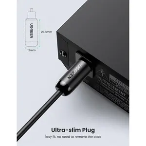 UGREEN 70893 Toslink Optical Audio Cable 3m, Digital SPDIF Audio Transmission, Fiber Optic Construction, Male to Male Connectors, High-Fidelity Optical Sound Cable Black