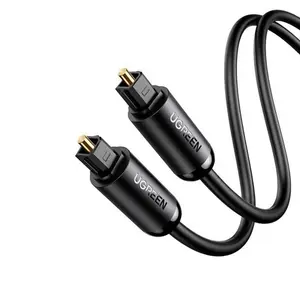 UGREEN 70893 Toslink Optical Audio Cable 3m, Digital SPDIF Audio Transmission, Fiber Optic Construction, Male to Male Connectors, High-Fidelity Optical Sound Cable Black