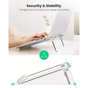 UGREEN 80348 Laptop Stand, Adjustable Viewing Angle Design, Premium Aluminium Alloy Construction, Non-Slip Silicone Base, Ergonomic Laptop Riser Stand Silver