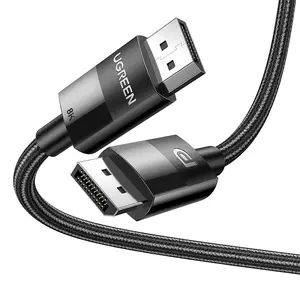 UGREEN 80393 DisplayPort 1.4 Cable 3m, 8K@60Hz and 4K@144Hz High Refresh Rate Support, 32.4Gbps Bandwidth, Braided Jacket Design, DisplayPort Male to Male Premium Audio Video Cable Black