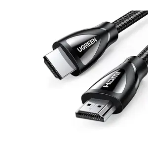 UGREEN 80403 HDMI 2.1 Cable 2m, 8K@60Hz and 4K@120Hz Ultra HD Resolution Support, 48Gbps Bandwidth, Braided Jacket Design, Premium Aluminum Alloy Shell, High-Speed Audio Video Transmission Cable Black