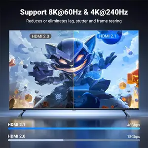 UGREEN 80403 HDMI 2.1 Cable 2m, 8K@60Hz and 4K@120Hz Ultra HD Resolution Support, 48Gbps Bandwidth, Braided Jacket Design, Premium Aluminum Alloy Shell, High-Speed Audio Video Transmission Cable Black