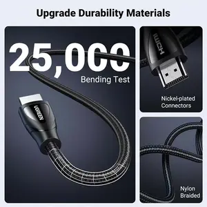 UGREEN 80405 HDMI 2.1 Cable 5m, 8K@60Hz and 4K@120Hz Ultra HD Resolution Support, 48Gbps Bandwidth, Braided Jacket Design, High-Speed Audio Video Transmission Cable Black