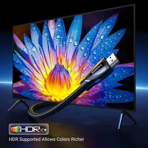 UGREEN 80405 HDMI 2.1 Cable 5m, 8K@60Hz and 4K@120Hz Ultra HD Resolution Support, 48Gbps Bandwidth, Braided Jacket Design, High-Speed Audio Video Transmission Cable Black