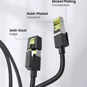 UGREEN 80423 Cat7 Ethernet Cable 2m, 10Gbps High-Speed Network Performance, 600MHz Bandwidth, Shielded RJ45 Connectors, Gold-Plated Contacts, Gigabit LAN Internet Cable Black