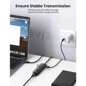 UGREEN 80657 USB 3.0 4-Port Hub 1m Black 4-in-1 Multi USB Expansion Hub, High-Speed 5Gbps Data Transfer, Extended 1 Meter Cable, USB Connectivity Adapter