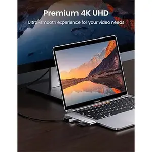 UGREEN 80856 USB-C Hub for MacBook Pro 6-in-2 Multiport Expansion Adapter, Dual USB-C Connection, HDMI Output, USB Data Ports, SD TF Card Reader, MacBook Connectivity Hub
