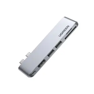UGREEN 80856 USB-C Hub for MacBook Pro 6-in-2 Multiport Expansion Adapter, Dual USB-C Connection, HDMI Output, USB Data Ports, SD TF Card Reader, MacBook Connectivity Hub