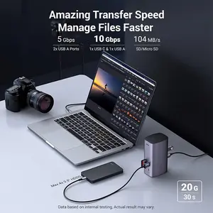 UGREEN 90325 USB-C to 2×USB 3.0 + USB 3.2 + USB-C 3.2 + 2×HDMI + DisplayPort + RJ45 + SD/TF + 3.5mm + PD Converter 10Gbps 8K@30Hz Hub