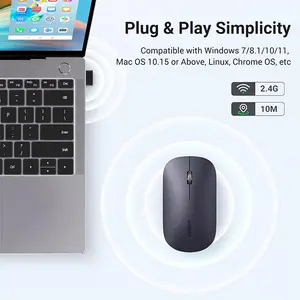 UGREEN 90372 Portable Wireless Mouse, 2.4GHz Wireless Connectivity, Compact Lightweight Design, Precision Optical Tracking, Plug-and-Play USB Receiver Mouse Black