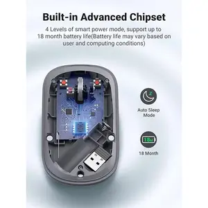 UGREEN 90373 Ultra Slim Portable Wireless Mouse, 2.4GHz Wireless Connectivity, Compact Lightweight Design, Precision Optical Sensor, Plug-and-Play Travel Mouse Light Gray