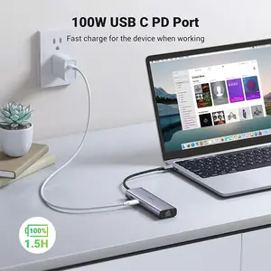 UGREEN 90568 USB Type-C Multifunction Adapter 7-in-1 Multiport Hub, USB-C Power Delivery, HDMI Display Output, USB Data Ports, SD/TF Card Reader, Portable All-in-One Connectivity Adapter