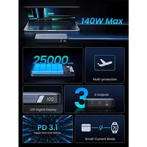 UGREEN 90597A 25000mAh 145W Fast Charging Power Bank, 140W USB-C Output, Smart Digital Display, Two-Way Fast Charging, High-Capacity Portable Power Bank