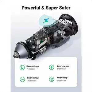 UGREEN 60980 CD213 52.5W USB-C & USB-A Fast Car Charger, 30W PD 3.0, 22.5W SCP, QC 3.0, Dual-Port Charging, Aluminum Alloy, Space Grey