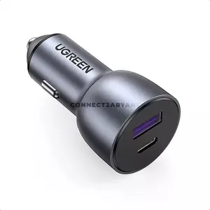UGREEN 60980 CD213 52.5W USB-C & USB-A Fast Car Charger, 30W PD 3.0, 22.5W SCP, QC 3.0, Dual-Port Charging, Aluminum Alloy, Space Grey