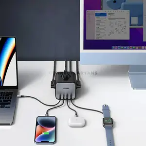 UGREEN 60113 CD268 DigiNest Cube 65W GaN Charging Station Black, 2 USB-C & 2 USB-A Fast Charging Ports, 3 AC Outlets, PD 3.0, PPS, QC 4.0+, 3680W Power Strip, 1.8M Cable & EU Plug