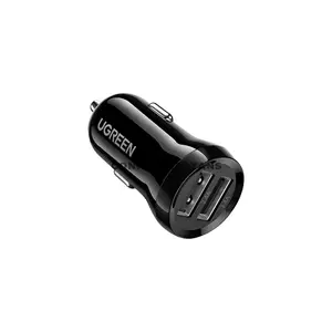 UGREEN 50875 ED018 24W Dual USB-A Car Charger, Dual 12W Output, 5V/4.8A, 12V-24V Vehicle Compatibility, LED Indicator, Black
