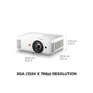ViewSonic PS502X XGA Short Throw Projector, 4000 ANSI Lumens Brightness, 1024×768 Native Resolution, 0.61 Throw Ratio, Dual HDMI Inputs, Classroom and Business Presentation Projector