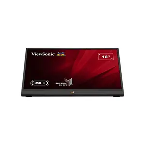 ViewSonic VA1655 15.6 Inch Portable FHD USB-C Monitor, Full HD Resolution, Dual USB-C Connectivity, Slim Travel Productivity Display