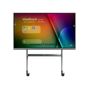 ViewSonic VB-STND-009 Slim Mobile Trolley Cart for 55–105 Inch ViewBoard & Large Format Displays, 120kg Load Capacity, 1000×600mm VESA, Height Adjustable, 360° Lockable Wheels & Storage Tray