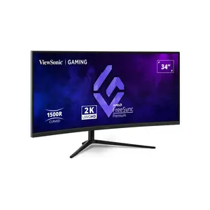 ViewSonic VX3418C-2K 34 Inch Curved Ultrawide QHD 180Hz Gaming Monitor, 3440×1440 Resolution, VA Curved Panel, Adaptive Sync Technology, High Refresh Rate Esports Gaming Display