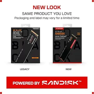 WD Black SN850X 1TB M.2 NVMe SSD, PCIe Gen4 x4 Interface, Up to 7300MB/s Read Speed, Up to 6300MB/s Write Speed, M.2 2280 Form Factor, High-Performance Gaming and Professional Storage Drive