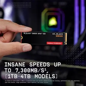 WD Black SN850X 4TB M.2 NVMe SSD, PCIe Gen4 x4 Interface, Up to 7300MB/s Read Speed, Up to 6600MB/s Write Speed, M.2 2280 Form Factor, High-Performance Gaming and Professional Storage Drive