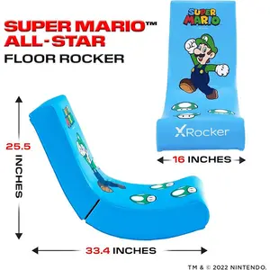 X Rocker Nintendo Allstar Luigi Video Rocker Chair, Foldable Gaming Floor Chair, Official Nintendo Edition, Comfortable Console Gaming Seating Solution