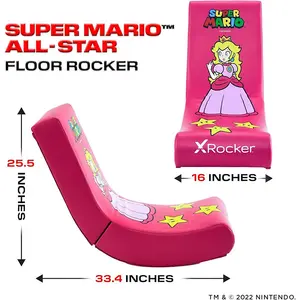 X Rocker Nintendo Allstar Princess Peach edition Video Rocker Chair, Foldable Gaming Floor Chair, Comfortable Console Gaming Seating Solution