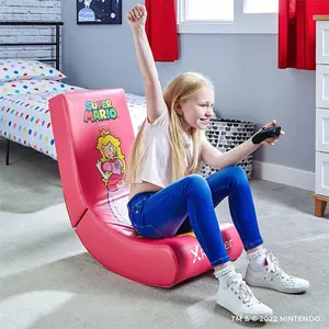 X Rocker Nintendo Allstar Princess Peach edition Video Rocker Chair, Foldable Gaming Floor Chair, Comfortable Console Gaming Seating Solution
