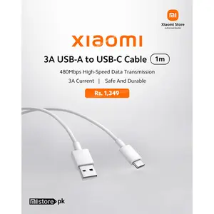 MI Cable 3A 60W USB-A to USB-C BHR087GGL, Fast Charging & Data Sync Cable, 3A USB Type-A to USB Type-C Charging Cable