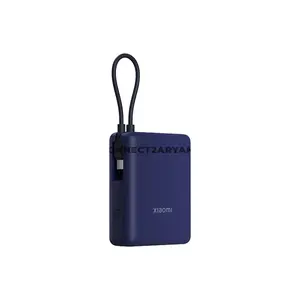 Xiaomi Power Bank 10000mAh 33W with Integrated Cable Blue BHR9341GL, 33W Fast Charging Portable Power Bank, Built-in Charging Cable, Compact Travel Power Bank