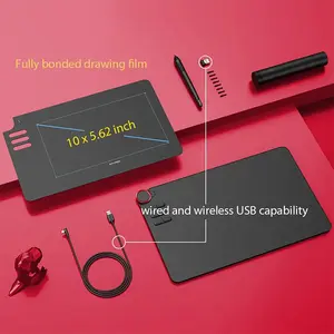 XP-PEN Deco 03 Wireless Graphics Drawing Tablet, 10 × 5.62 Inch Active Area, 8192 Pressure Levels, 2.4GHz Wireless, USB Type-C, Battery-Free Stylus
