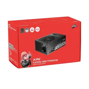XPG FUSION 1600T Gaming Power Supply, 1600W Output Capacity, 80 PLUS Titanium Certified Efficiency, ATX 3.0 and PCIe 5.0 Ready, Fully Modular Cable Design, 135mm Fluid Dynamic Bearing Fan