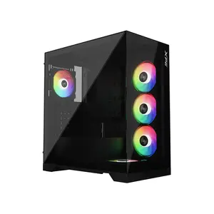 XPG INVADER X Mid-Tower Gaming Case Black Edition, ATX Chassis with Tempered Glass Panels, 5×120mm ARGB Pre-Installed Fans, 360mm Radiator Support, High Airflow Premium Gaming Case
