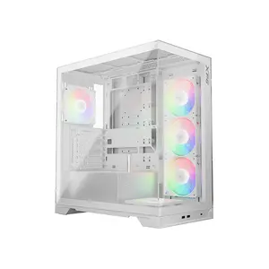 XPG INVADER X Mid-Tower Chassis White, ATX Gaming Case, 5×120mm ARGB Fans Included, Tempered Glass Panoramic Design, 360mm Radiator Support, High-Airflow Showcase PC Case