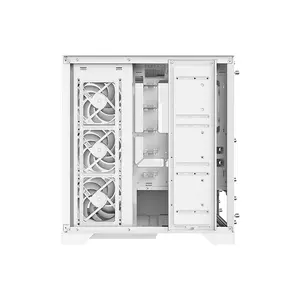 XPG INVADER X Mid-Tower Chassis White, ATX Gaming Case, 5×120mm ARGB Fans Included, Tempered Glass Panoramic Design, 360mm Radiator Support, High-Airflow Showcase PC Case
