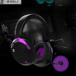 Zidli Wireless 7.1 Surround Gaming Headset Black Purple Edition, Virtual 7.1 Surround Sound, Wireless Connectivity, High-Fidelity Gaming Audio Experience Headset