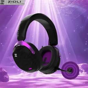 Zidli Wireless 7.1 Surround Gaming Headset Black Purple Edition, Virtual 7.1 Surround Sound, Wireless Connectivity, High-Fidelity Gaming Audio Experience Headset