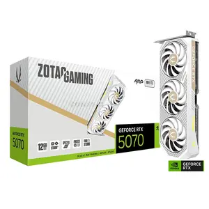ZOTAC GAMING GeForce RTX 5070 AMP White Edition 12GB GDDR7 Graphics Card with NVIDIA Blackwell Architecture, DLSS 4, IceStorm 2.0 Cooling, Triple BladeLink Fans, PCIe 5.0 x16 & SPECTRA RGB Lighting