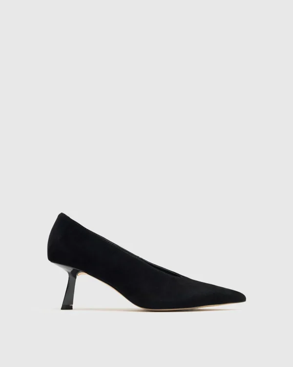 Sued Black Heels for Her