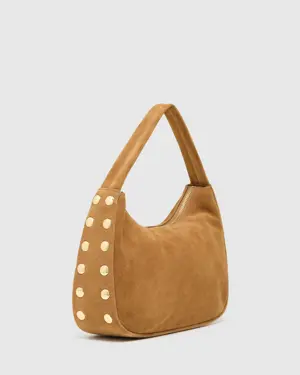 Suede Leather Bag With Studs