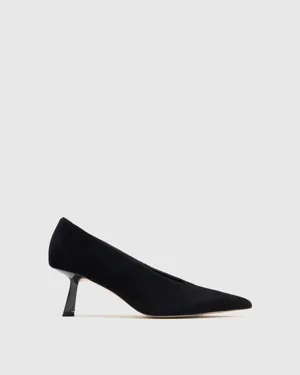 Sued Black Heels for Her