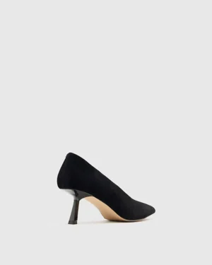 Sued Black Heels for Her